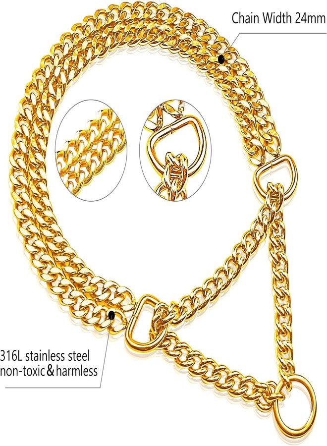 KsPups Pet Dog Fancy Choke Chain Collar, Dog Choke Chain Martingale Collar - 24 Inch for Large Dog Neckless (Gold Color, 2 Layer) - Image 2